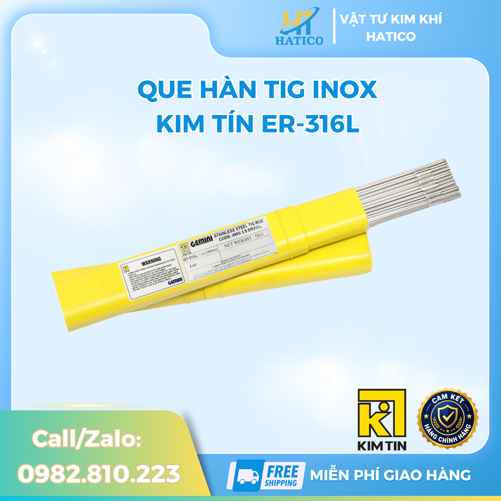 Que Hàn TIG Inox KIM TÍN ER-316L